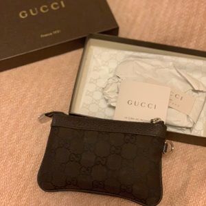 GUCCI Monogrammed Black Fabric Coin Purse